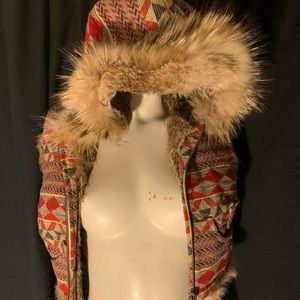 Patch work tribe inspired fur Vest.